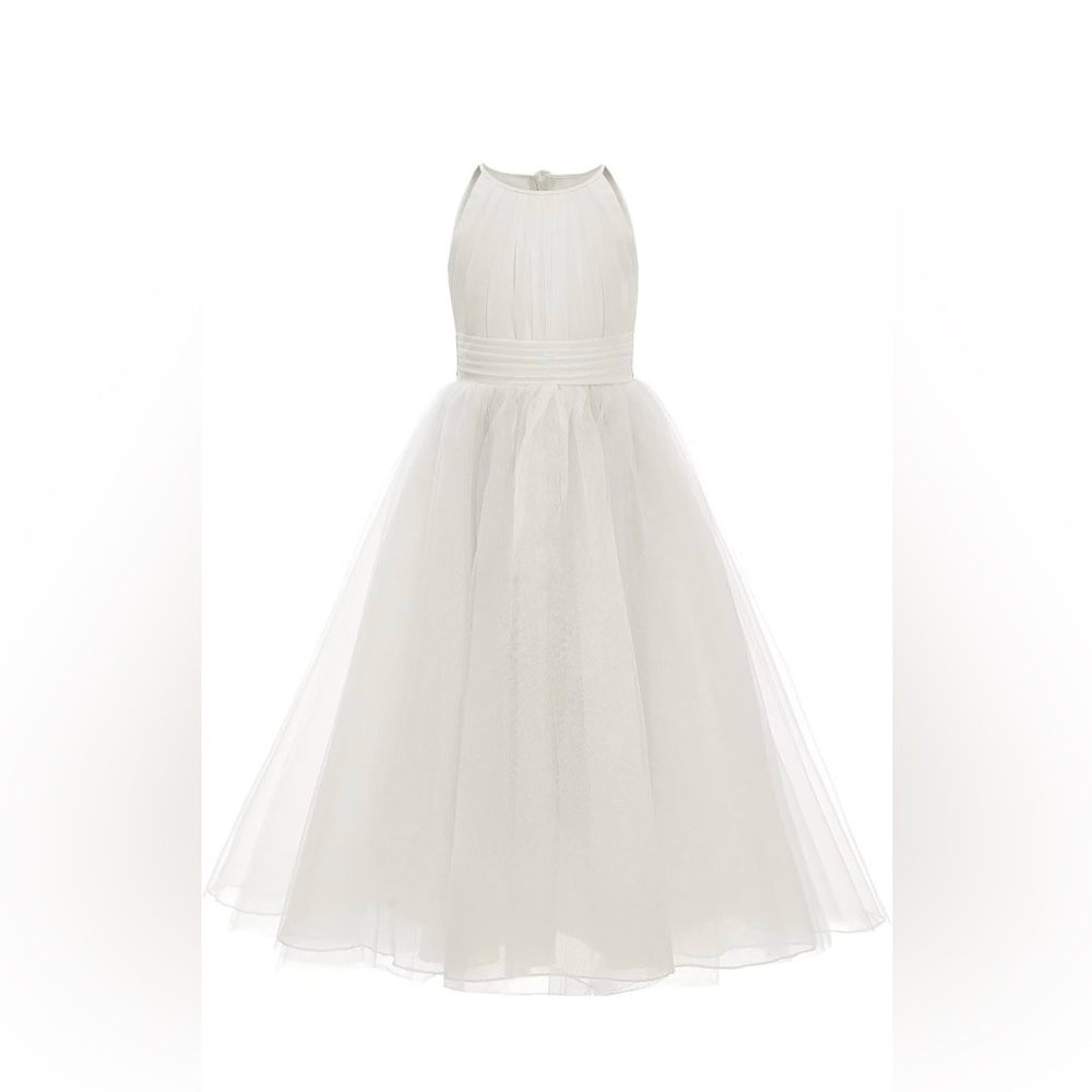 Elegant White Flower Girl Dress - Picture 3 of 5